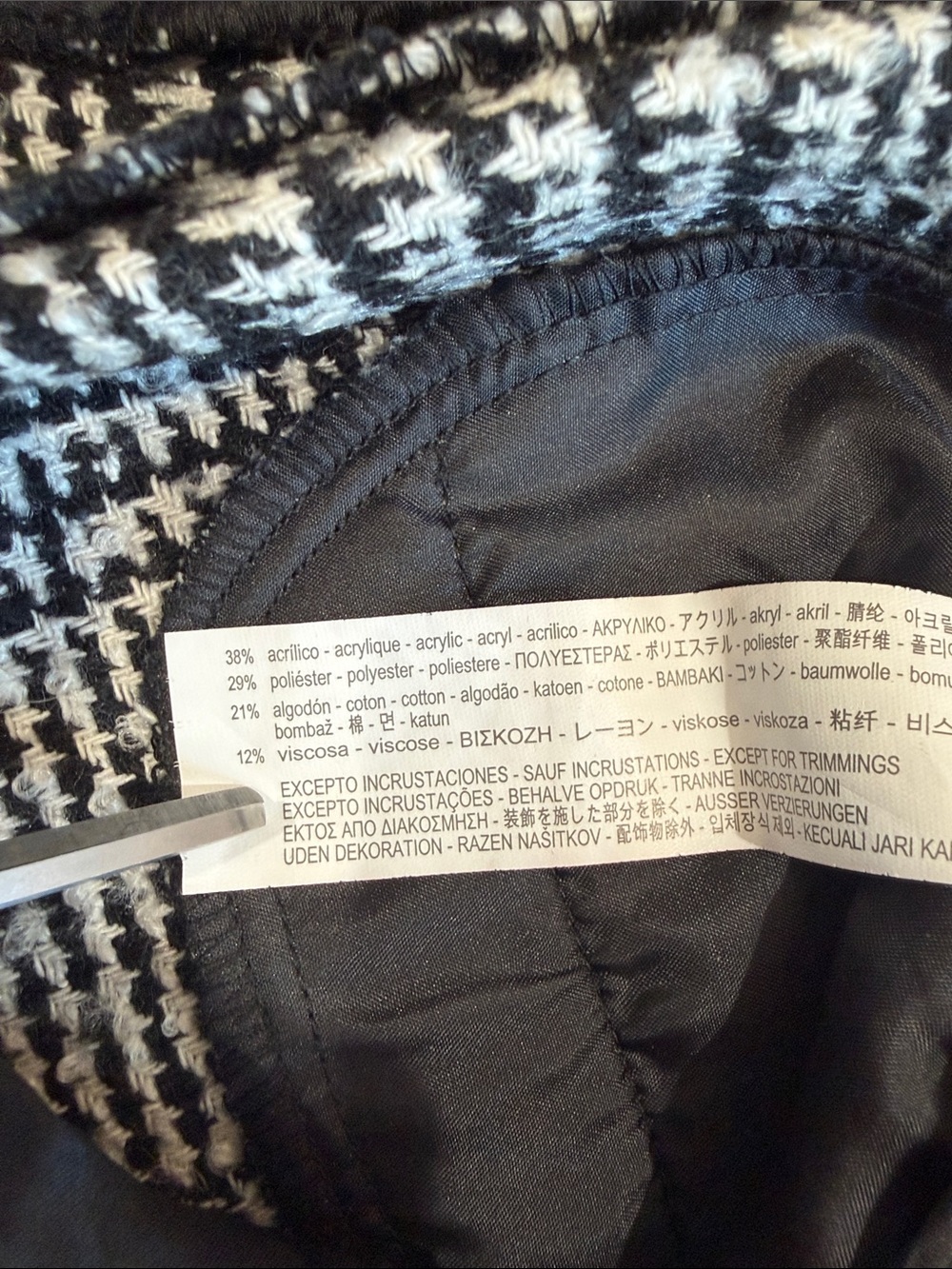 Zara Tweed Black & White Plaid High-Waist Embellished Women's Shorts Sz M - Picture 5 of 6